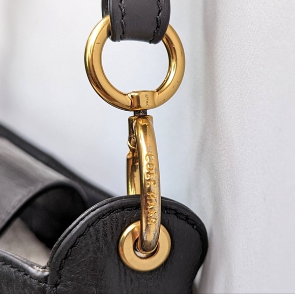 Cole Haan Zoe Crossbody Purse Black Leather Goldtone Hardware Adjustable Strap - Picture 8 of 16